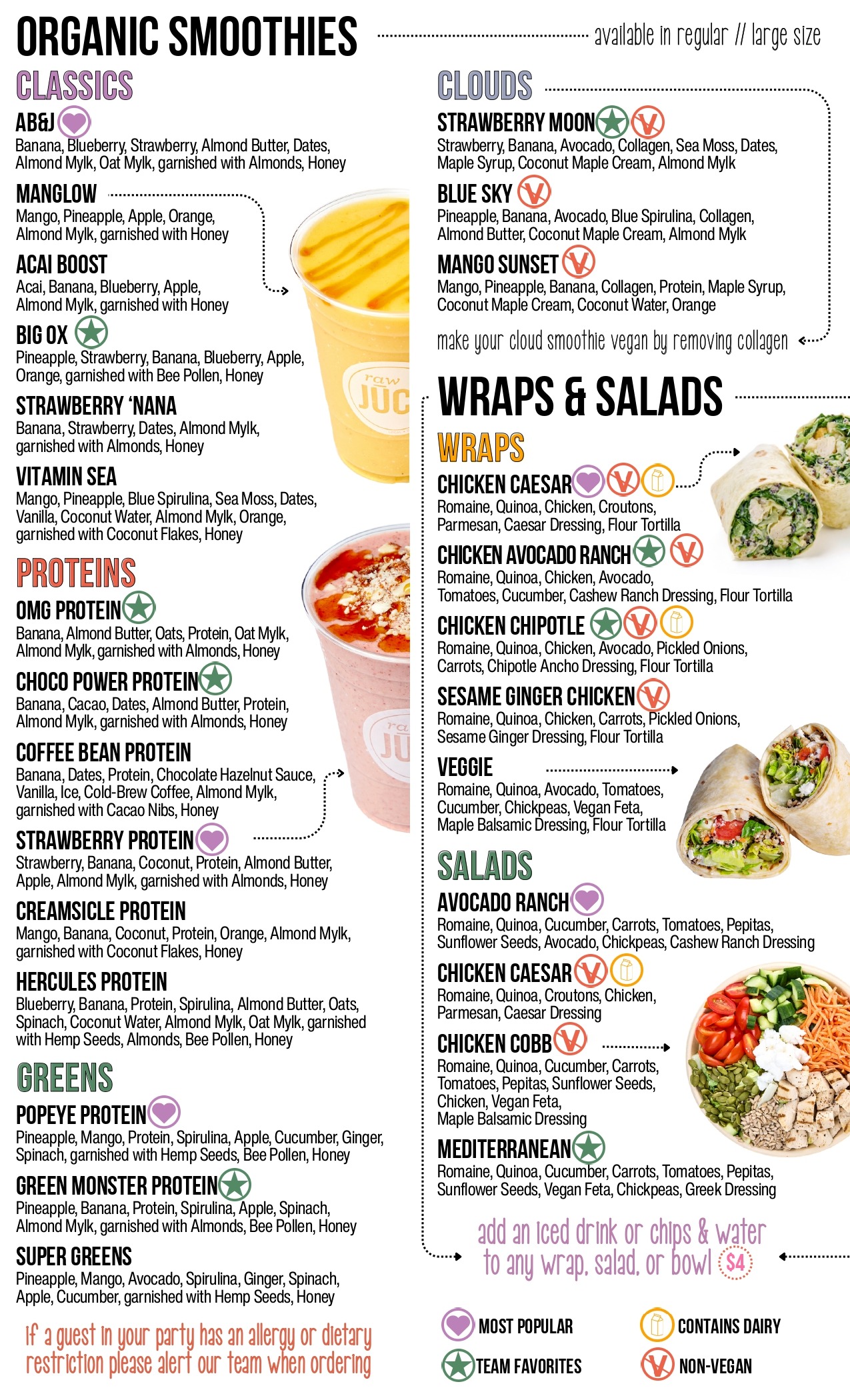 Raw Juce Menu January 2026 - 1