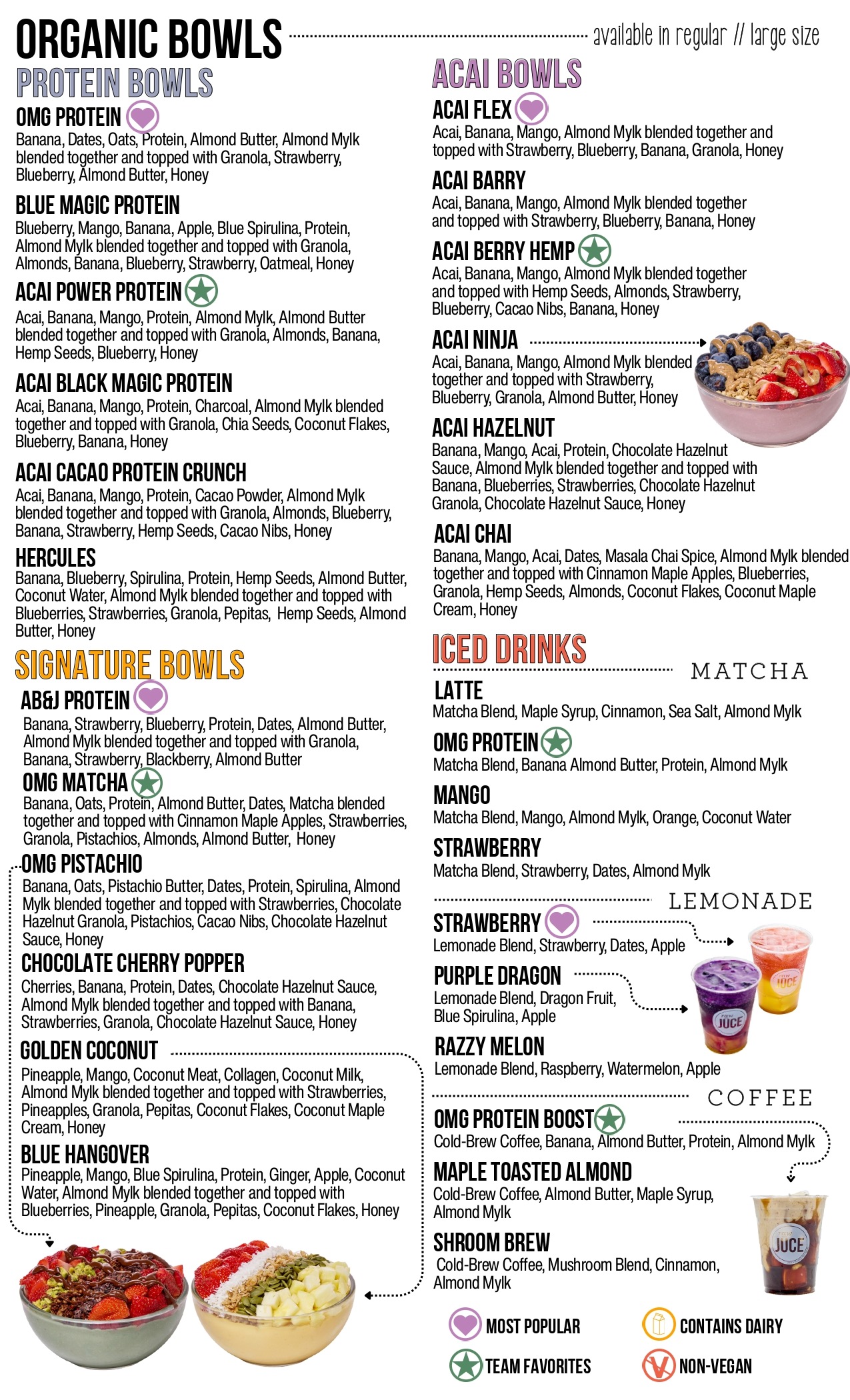 Raw Juce Menu January 2026 - 2