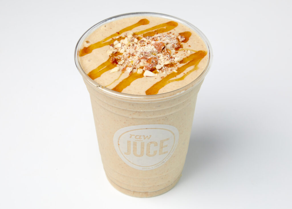 Four creamy protein-packed smoothies made with almond mylk, banana, oats, and almond butter.